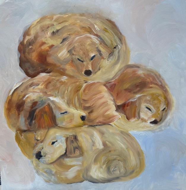 Painting of Golden Dog Pile